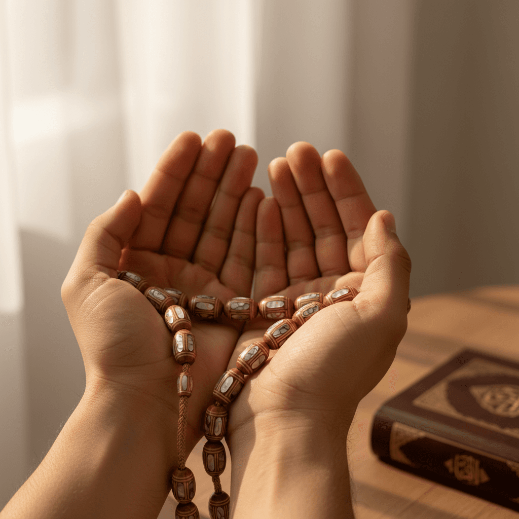 Blessed jewelry and collares on a counter