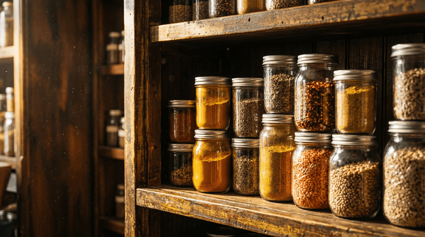 Shelves of herbal soaps and spiritual baths